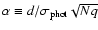 $\alpha \equiv d / \sigma_{\rm phot} \sqrt {N q}$