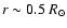 $r\sim 0.5 ~{R}_\odot$