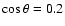 $\cos\theta = 0.2$