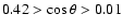 $0.42 > \cos\theta > 0.01$