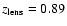 $z_{\rm lens}=0.89$