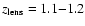 $z_{\rm lens}=1.1{-}1.2$