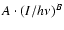 $A \cdot (I/h \nu)^B$
