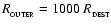 $R_{_{\rm OUTER}} = 1000~R_{_{\rm DEST}}$