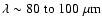 $\lambda \sim 80\;{\rm to}~100~\mu {\rm m}$
