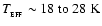 $T_{_{\rm EFF}} \sim 18~{\rm to}~28~{\rm K}$
