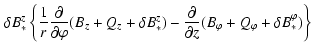 $\displaystyle \left.
\delta B_*^z \left\{ \frac{1}{r} \frac{\partial}{\partial\...
...ial}{\partial z}
( B_\varphi + Q_\varphi + \delta B_*^\varphi )\right\} \right.$