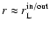 $r\approx r_{\rm L}^{\rm in/out}$