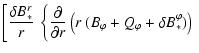 $\displaystyle \left[ \frac{\delta B_*^r}{r} ~ \left\{ \frac{\partial}{\partial ...
...eft( r ~ ( B_\varphi + Q_\varphi + \delta B_*^\varphi ) \right)
\right. \right.$
