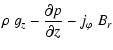 $\displaystyle \rho ~ g_z - \frac{\partial p}{\partial z} - j_\varphi ~ B_r$