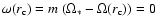 $\omega(r_{\rm c})=m~(\Omega_*-\Omega(r_{\rm c}))=0$
