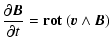 $\displaystyle \frac{\partial\vec{B}}{\partial t} = \bf {rot}~( \vec{v} \wedge \vec{B} )$