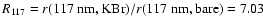 $R_{\rm 117} = r{\rm (117~nm,KBr)}/r{\rm (117~nm,bare)} = 7.03$