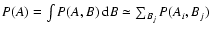$P(A) = \int P(A,B)~ {\rm d}B \simeq \sum_{B_j}
P(A_i, B_j)$