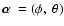 ${\rm\mbox{\boldmath$\alpha$ }}=(\phi,~\theta)$