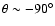 $\theta\sim -90^\circ$