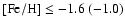 ${\rm [Fe/H] \le -1.6~(-1.0)}$