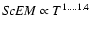 ${\it ScEM} \propto T^{1....1.4}$