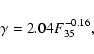 \begin{displaymath}%
\gamma=2.04F_{35}^{-0.16},
\end{displaymath}
