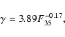 \begin{displaymath}%
\gamma=3.89F_{35}^{-0.17},
\end{displaymath}