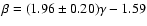 $\beta=(1.96\pm0.20)\gamma-1.59$