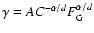 $\gamma=AC^{-\alpha/d}F_{\rm G}^{\alpha/d}$