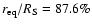 \(r_{\rm eq}/R_{\rm S}=87.6\%\)
