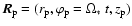 $\vec{R}_{\rm p} = (r_{\rm p}, \varphi_{\rm p}
= \Omega_*~t, z_{\rm p})$