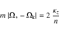 \begin{displaymath}
m ~ \vert\Omega_* - \Omega_{\rm k}\vert = 2 ~ \frac{\kappa_{z}}{n}
\end{displaymath}