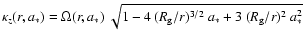 $\kappa_{z}(r,a_*) =
\Omega(r,a_*)~\sqrt{1 -4~(R_{\rm g}/r)^{3/2} ~ a_* + 3 ~
(R_{\rm g} / r )^2 ~ a_*^2 }$