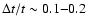 $\Delta t/t\sim0.1{-}0.2$