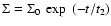 $\Sigma=\Sigma_{0}~\exp~(-t/t_{2})$
