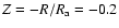 $Z=-R/R_{\rm a}=-0.2$