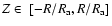 $Z \in ~ [-R/R_{\rm a},R/R_{\rm a}]$