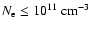 $N_{\rm e}\le10^{11}~{\rm cm^{-3}}$