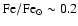 ${\rm Fe/Fe_{\odot}}\sim 0.2$