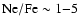 ${\rm Ne/Fe}\sim1{-}5$