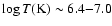 $\log T {\rm (K)} \sim 6.4{-}7.0$