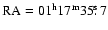 $\rm RA= 01^{h} 17^{m} 35\hbox{$.\!\!^{\rm s}$ }7$