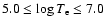 $5.0 \le \log T_{\rm e} \le 7.0$