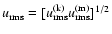 $u_{\rm rms}=[u_{\rm rms}^{\rm (k)}u_{\rm rms}^{\rm (m)}]^{1/2}$