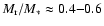 $M_{\rm r}/M_* \approx 0.4{-}0.6$