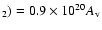 $_2) = 0.9\times 10^{20} A_{\rm v}$