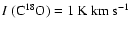 $I~(\hbox{C}^{18}\hbox{O}) = 1\hbox{ K km s}^{-1}$