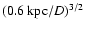 $(0.6~{\rm kpc} / D)^{3/2}$