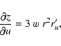 \begin{displaymath}\frac{\partial z}{\partial u}
= 3~ w~ r^{2} r'_{u} {\rm ,}
\end{displaymath}