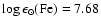 $\log \epsilon_\odot({\rm Fe})=7.68$