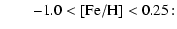 $\displaystyle \qquad-1.0 < {[\rm Fe/H]} < 0.25\!:$