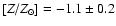$[Z/Z_\odot] = -1.1
\pm 0.2$