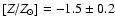 $[Z/Z_{\odot}] = -1.5 \pm 0.2$